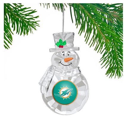 Miami Dolphins Traditional Snowman Ornament