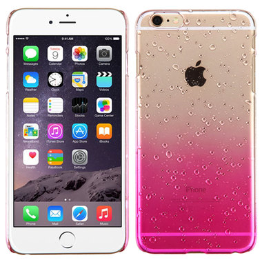 PINK CLEAR APPLE IPHONE 6 PLUS WATER DROPS HARD COVER CASE - Click Image to Close
