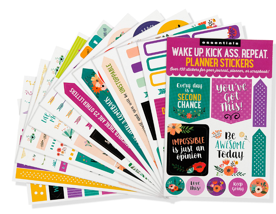 Essentials Planner Stickers - Wake Up Kick Ass (Set of 150) - Click Image to Close