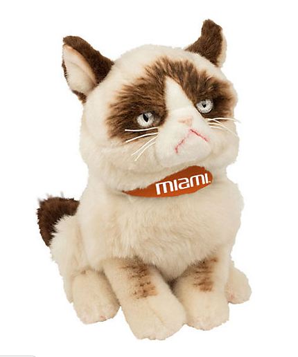 University of Miami 9'' Grumpy Cat Plush - Click Image to Close