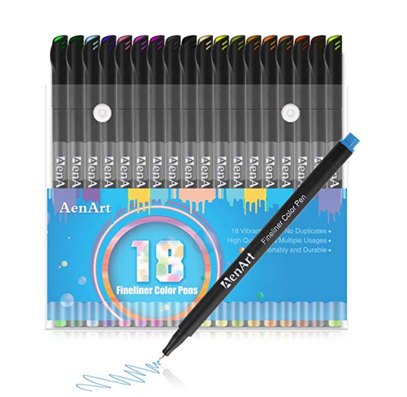 Fineliner Colored Pens Bullet Journal Planner Pen, 18 Colors