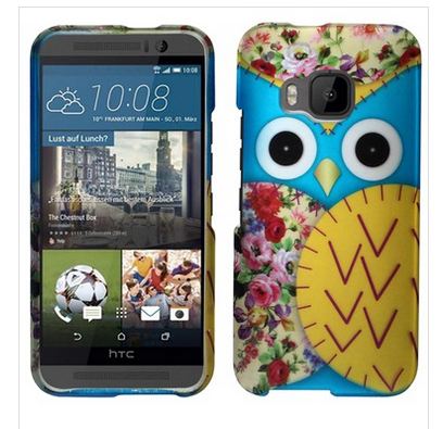 HTC ONE M9 YELLOW BLUE OWL SNAP ON HARD CASE COVER